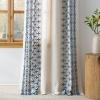 imageNICETOWN Heavy Duty Cream Linen Curtains 96 inch Long Navy Blue Geometric amp Floral Patterned Embroidered Drapes for Living Room Decorative Panels for Nursery Bronze Grommet W52 x L96 Set of 2Cream With Navy Blue Embroidery