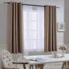 imageNICETOWN Insulated Blackout Curtains and Drapes  Microfiber Energy Saving Thermal Insulated Solid Grommet Blackout Draperies for Kitchen 1 Pair 52 inches by 54 Inch Cappuccino