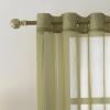 imageNICETOWN Sheer Window Curtain Panels  Ivory Eyelet Top Solid Voile for KitchenHotel 2 Pieces 54 Wide x 84inch LengthArmy Green