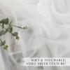 imageNICETOWN Sheer Window Curtain Panels  Ivory Eyelet Top Solid Voile for KitchenHotel 2 Pieces 54 Wide x 84inch LengthBeige