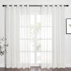 imageNICETOWN Sheer Window Curtain Panels  Ivory Eyelet Top Solid Voile for KitchenHotel 2 Pieces 54 Wide x 84inch LengthBeige