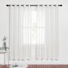 imageNICETOWN Sheer Window Curtain Panels  Ivory Eyelet Top Solid Voile for KitchenHotel 2 Pieces 54 Wide x 84inch LengthBeige