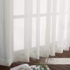 imageNICETOWN Sheer Window Curtain Panels  Ivory Eyelet Top Solid Voile for KitchenHotel 2 Pieces 54 Wide x 84inch LengthBeige