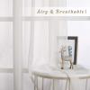imageNICETOWN Sheer Window Curtain Panels  Ivory Eyelet Top Solid Voile for KitchenHotel 2 Pieces 54 Wide x 84inch LengthBeige