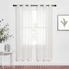 imageNICETOWN Sheer Window Curtain Panels  Ivory Eyelet Top Solid Voile for KitchenHotel 2 Pieces 54 Wide x 84inch LengthBeige