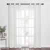 imageNICETOWN Sheer Window Curtain Panels  Ivory Eyelet Top Solid Voile for KitchenHotel 2 Pieces 54 Wide x 84inch LengthBeige