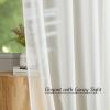 imageNICETOWN Sheer Window Curtain Panels  Ivory Eyelet Top Solid Voile for KitchenHotel 2 Pieces 54 Wide x 84inch LengthBeige