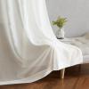 imageNICETOWN Sheer Window Curtain Panels  Ivory Eyelet Top Solid Voile for KitchenHotel 2 Pieces 54 Wide x 84inch LengthBeige