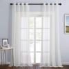 imageNICETOWN Sheer Window Curtain Panels  Ivory Eyelet Top Solid Voile for KitchenHotel 2 Pieces 54 Wide x 84inch LengthBeige