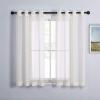 imageNICETOWN Sheer Window Curtain Panels  Ivory Eyelet Top Solid Voile for KitchenHotel 2 Pieces 54 Wide x 84inch LengthBeige