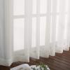 imageNICETOWN Sheer Window Curtain Panels  Ivory Eyelet Top Solid Voile for KitchenHotel 2 Pieces 54 Wide x 84inch LengthBeige