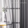 imageNICETOWN Sheer Window Curtain Panels  Ivory Eyelet Top Solid Voile for KitchenHotel 2 Pieces 54 Wide x 84inch LengthBlack