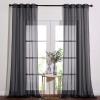 imageNICETOWN Sheer Window Curtain Panels  Ivory Eyelet Top Solid Voile for KitchenHotel 2 Pieces 54 Wide x 84inch LengthBlack