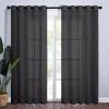 imageNICETOWN Sheer Window Curtain Panels  Ivory Eyelet Top Solid Voile for KitchenHotel 2 Pieces 54 Wide x 84inch LengthBlack