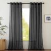 imageNICETOWN Sheer Window Curtain Panels  Ivory Eyelet Top Solid Voile for KitchenHotel 2 Pieces 54 Wide x 84inch LengthBlack