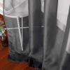 imageNICETOWN Sheer Window Curtain Panels  Ivory Eyelet Top Solid Voile for KitchenHotel 2 Pieces 54 Wide x 84inch LengthBlack