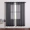 imageNICETOWN Sheer Window Curtain Panels  Ivory Eyelet Top Solid Voile for KitchenHotel 2 Pieces 54 Wide x 84inch LengthBlack