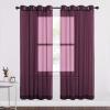imageNICETOWN Sheer Window Curtain Panels  Ivory Eyelet Top Solid Voile for KitchenHotel 2 Pieces 54 Wide x 84inch LengthBurgundy Red