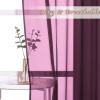 imageNICETOWN Sheer Window Curtain Panels  Ivory Eyelet Top Solid Voile for KitchenHotel 2 Pieces 54 Wide x 84inch LengthBurgundy Red