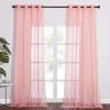 imageNICETOWN Sheer Window Curtain Panels  Ivory Eyelet Top Solid Voile for KitchenHotel 2 Pieces 54 Wide x 84inch LengthCoral