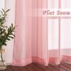 imageNICETOWN Sheer Window Curtain Panels  Ivory Eyelet Top Solid Voile for KitchenHotel 2 Pieces 54 Wide x 84inch LengthCoral