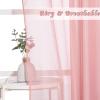 imageNICETOWN Sheer Window Curtain Panels  Ivory Eyelet Top Solid Voile for KitchenHotel 2 Pieces 54 Wide x 84inch LengthCoral