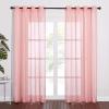 imageNICETOWN Sheer Window Curtain Panels  Ivory Eyelet Top Solid Voile for KitchenHotel 2 Pieces 54 Wide x 84inch LengthCoral