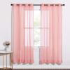 imageNICETOWN Sheer Window Curtain Panels  Ivory Eyelet Top Solid Voile for KitchenHotel 2 Pieces 54 Wide x 84inch LengthCoral