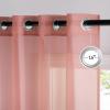 imageNICETOWN Sheer Window Curtain Panels  Ivory Eyelet Top Solid Voile for KitchenHotel 2 Pieces 54 Wide x 84inch LengthCoral Pink