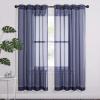 imageNICETOWN Sheer Window Curtain Panels  Ivory Eyelet Top Solid Voile for KitchenHotel 2 Pieces 54 Wide x 84inch LengthDark Blue