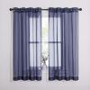 imageNICETOWN Sheer Window Curtain Panels  Ivory Eyelet Top Solid Voile for KitchenHotel 2 Pieces 54 Wide x 84inch LengthDark Blue