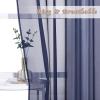 imageNICETOWN Sheer Window Curtain Panels  Ivory Eyelet Top Solid Voile for KitchenHotel 2 Pieces 54 Wide x 84inch LengthDark Blue