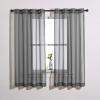 imageNICETOWN Sheer Window Curtain Panels  Ivory Eyelet Top Solid Voile for KitchenHotel 2 Pieces 54 Wide x 84inch LengthDark Grey