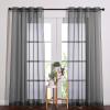 imageNICETOWN Sheer Window Curtain Panels  Ivory Eyelet Top Solid Voile for KitchenHotel 2 Pieces 54 Wide x 84inch LengthDark Grey