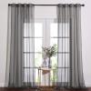 imageNICETOWN Sheer Window Curtain Panels  Ivory Eyelet Top Solid Voile for KitchenHotel 2 Pieces 54 Wide x 84inch LengthDark Grey