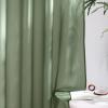 imageNICETOWN Sheer Window Curtain Panels  Ivory Eyelet Top Solid Voile for KitchenHotel 2 Pieces 54 Wide x 84inch LengthForest Green