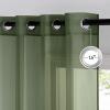 imageNICETOWN Sheer Window Curtain Panels  Ivory Eyelet Top Solid Voile for KitchenHotel 2 Pieces 54 Wide x 84inch LengthForest Green