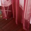 imageNICETOWN Sheer Window Curtain Panels  Ivory Eyelet Top Solid Voile for KitchenHotel 2 Pieces 54 Wide x 84inch LengthHaute Red