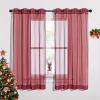 imageNICETOWN Sheer Window Curtain Panels  Ivory Eyelet Top Solid Voile for KitchenHotel 2 Pieces 54 Wide x 84inch LengthHaute Red