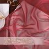 imageNICETOWN Sheer Window Curtain Panels  Ivory Eyelet Top Solid Voile for KitchenHotel 2 Pieces 54 Wide x 84inch LengthHaute Red