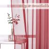 imageNICETOWN Sheer Window Curtain Panels  Ivory Eyelet Top Solid Voile for KitchenHotel 2 Pieces 54 Wide x 84inch LengthHaute Red