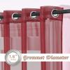 imageNICETOWN Sheer Window Curtain Panels  Ivory Eyelet Top Solid Voile for KitchenHotel 2 Pieces 54 Wide x 84inch LengthHaute Red