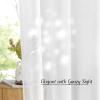 imageNICETOWN Sheer Window Curtain Panels  Ivory Eyelet Top Solid Voile for KitchenHotel 2 Pieces 54 Wide x 84inch LengthIvory