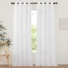 imageNICETOWN Sheer Window Curtain Panels  Ivory Eyelet Top Solid Voile for KitchenHotel 2 Pieces 54 Wide x 84inch LengthIvory