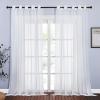 imageNICETOWN Sheer Window Curtain Panels  Ivory Eyelet Top Solid Voile for KitchenHotel 2 Pieces 54 Wide x 84inch LengthIvory