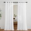 imageNICETOWN Sheer Window Curtain Panels  Ivory Eyelet Top Solid Voile for KitchenHotel 2 Pieces 54 Wide x 84inch LengthIvory