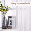 imageNICETOWN Sheer Window Curtain Panels  Ivory Eyelet Top Solid Voile for KitchenHotel 2 Pieces 54 Wide x 84inch LengthIvory