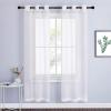 imageNICETOWN Sheer Window Curtain Panels  Ivory Eyelet Top Solid Voile for KitchenHotel 2 Pieces 54 Wide x 84inch LengthIvory