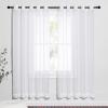 imageNICETOWN Sheer Window Curtain Panels  Ivory Eyelet Top Solid Voile for KitchenHotel 2 Pieces 54 Wide x 84inch LengthIvory