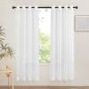 imageNICETOWN Sheer Window Curtain Panels  Ivory Eyelet Top Solid Voile for KitchenHotel 2 Pieces 54 Wide x 84inch LengthIvory